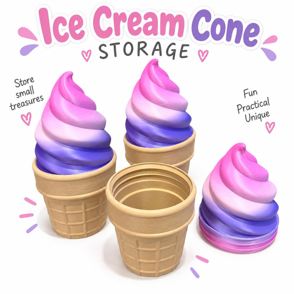 Ice Cream Cone Storage - Rainbow Pink / Purple